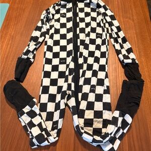 Little Sleepies Black and White Checkered Footie